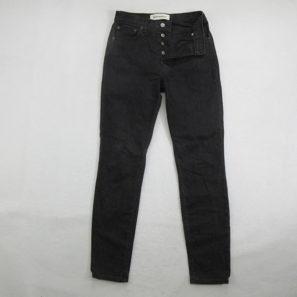 Reformation Women Serena High Rise Skinny Jeans 26 Argentine Faded Black Stretch